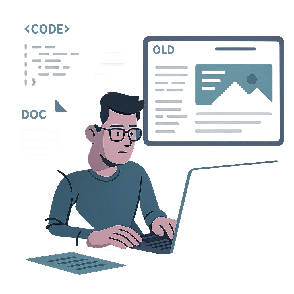 Developer working with legacy code and documentation